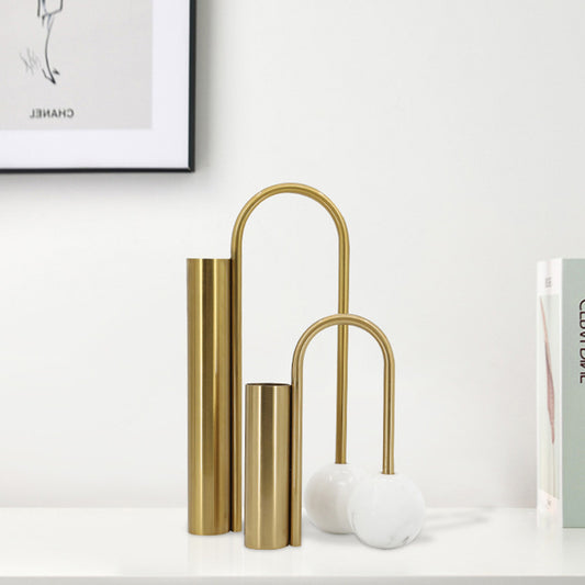 Aria Marble & Iron Vase