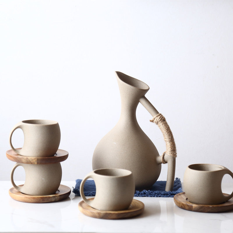 The Kanso - Wabi-Sabi Ceramic Pitcher & Mug