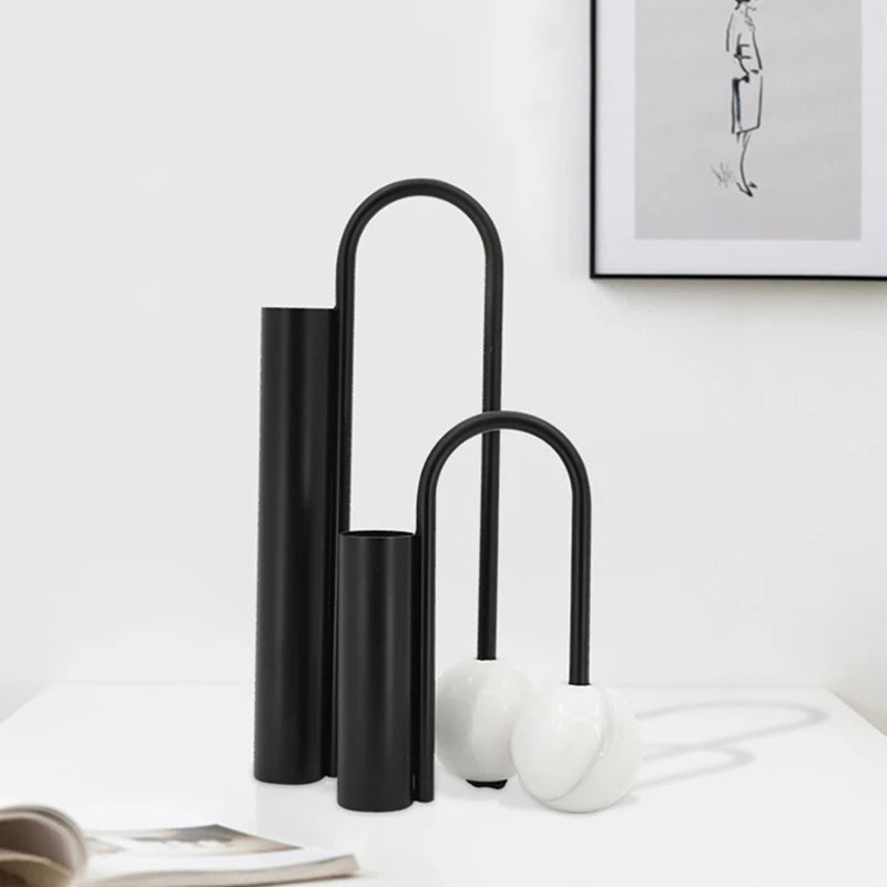 Aria Marble & Iron Vase