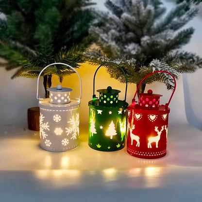 Vintage Holiday Lantern with LED Candle