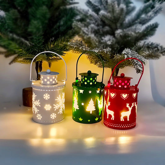 Vintage Holiday Lantern with LED Candle